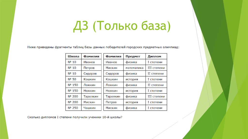 ДЗ (Только база)