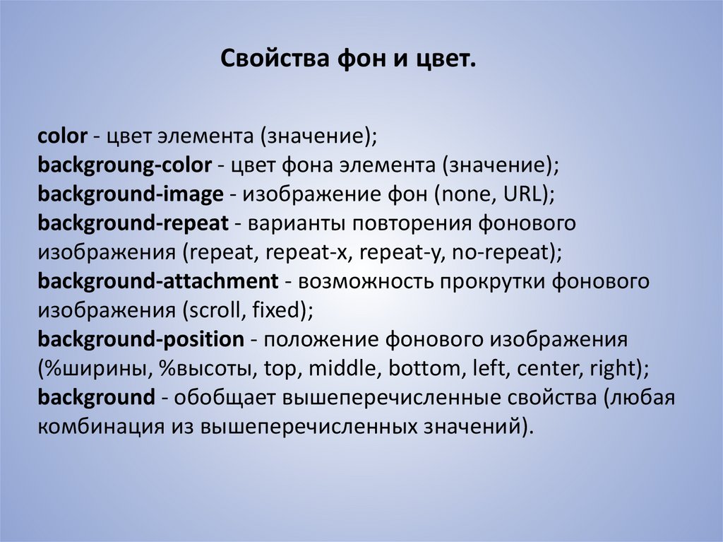 Значение фона. Эволюция языков разметки презентация.