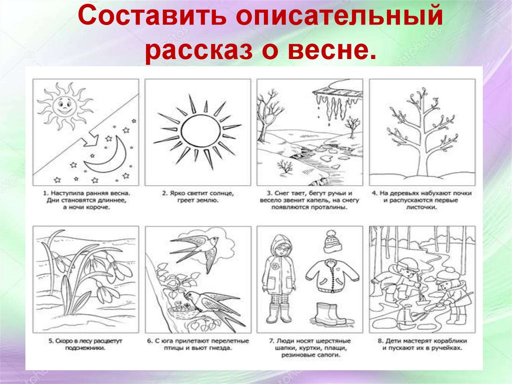 Конспект занятия про. Составление рассказа о весне. Составление рассказа по схеме. Схемы для составления рассказа для дошкольников. Опорные схемы для дошкольников.