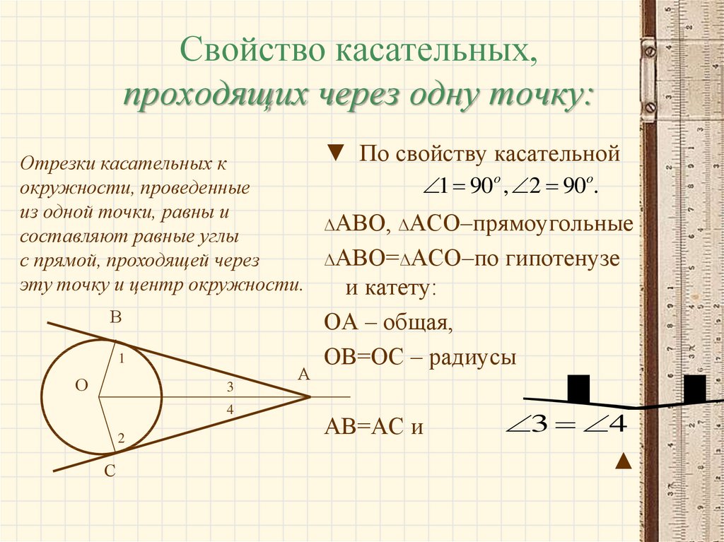 Свойство касательной и секущей 8 класс