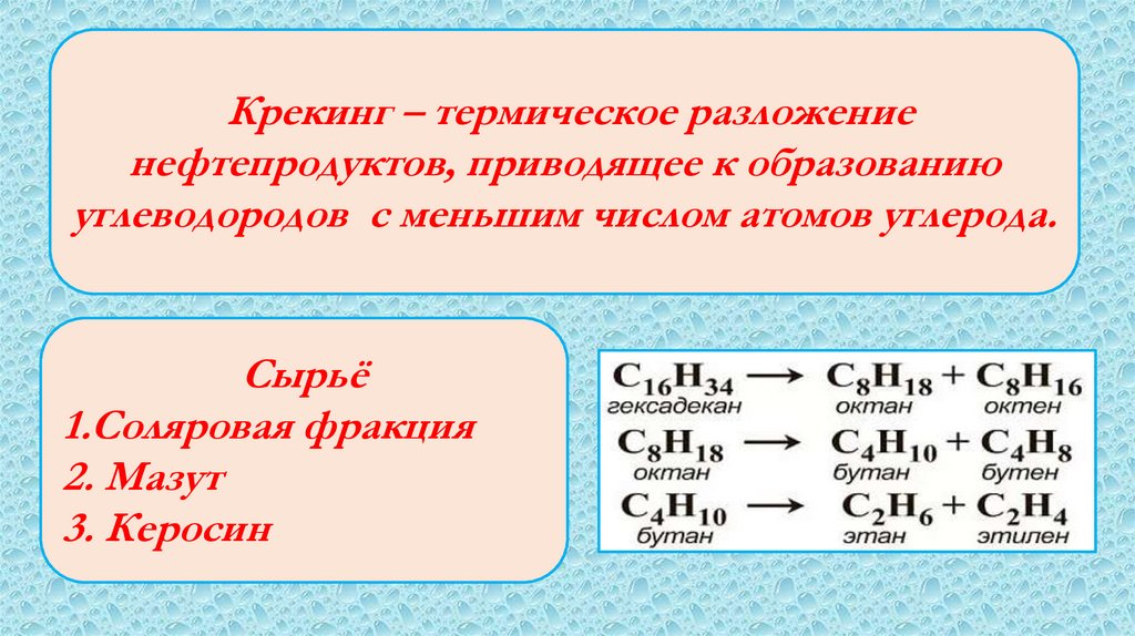 Крекинг углеводородов реакция