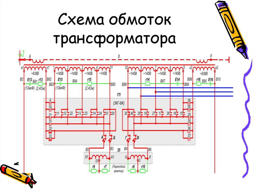 Схема обмоток трансформатора
