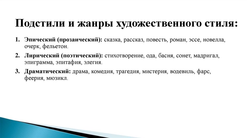 Стиль художественной литературы. Жанрв художественногостиля. Жанпыхудожественного стиля. Художественный стиль подстили и Жанры. Подстили художественного стиля речи.