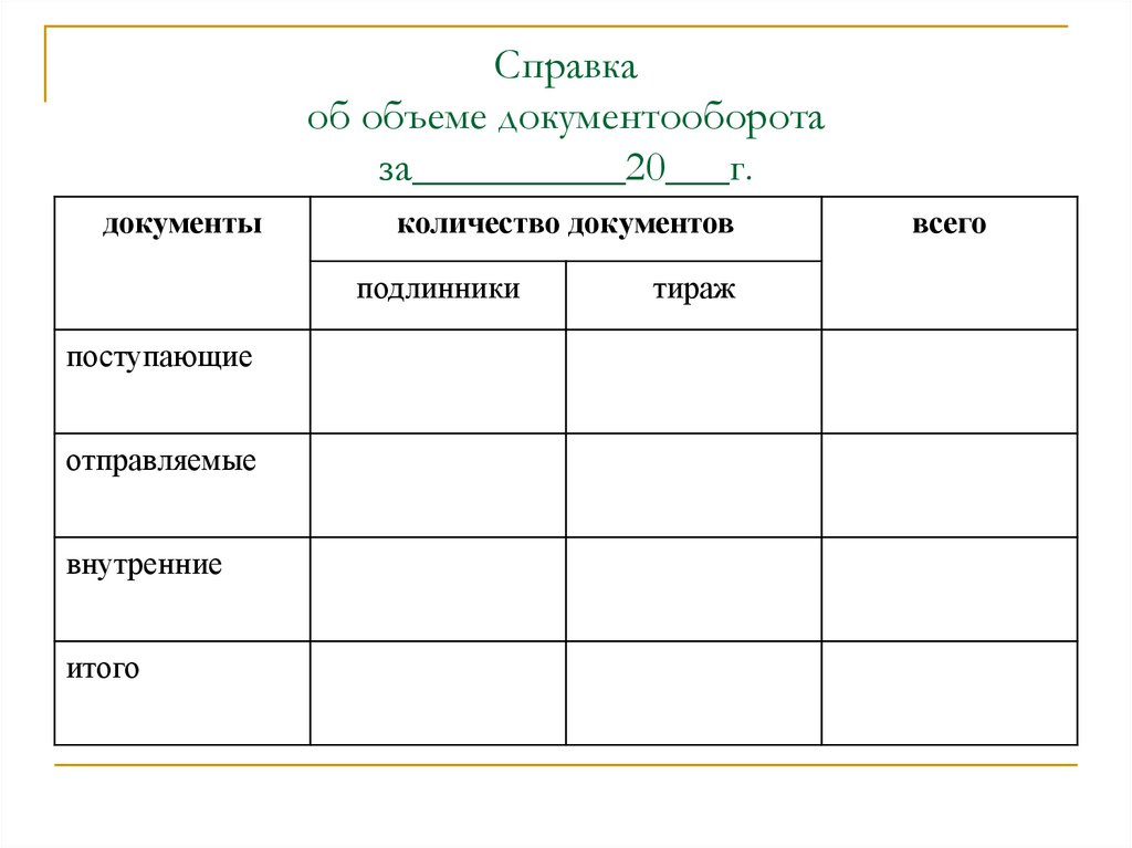 Справка по документообороту образец