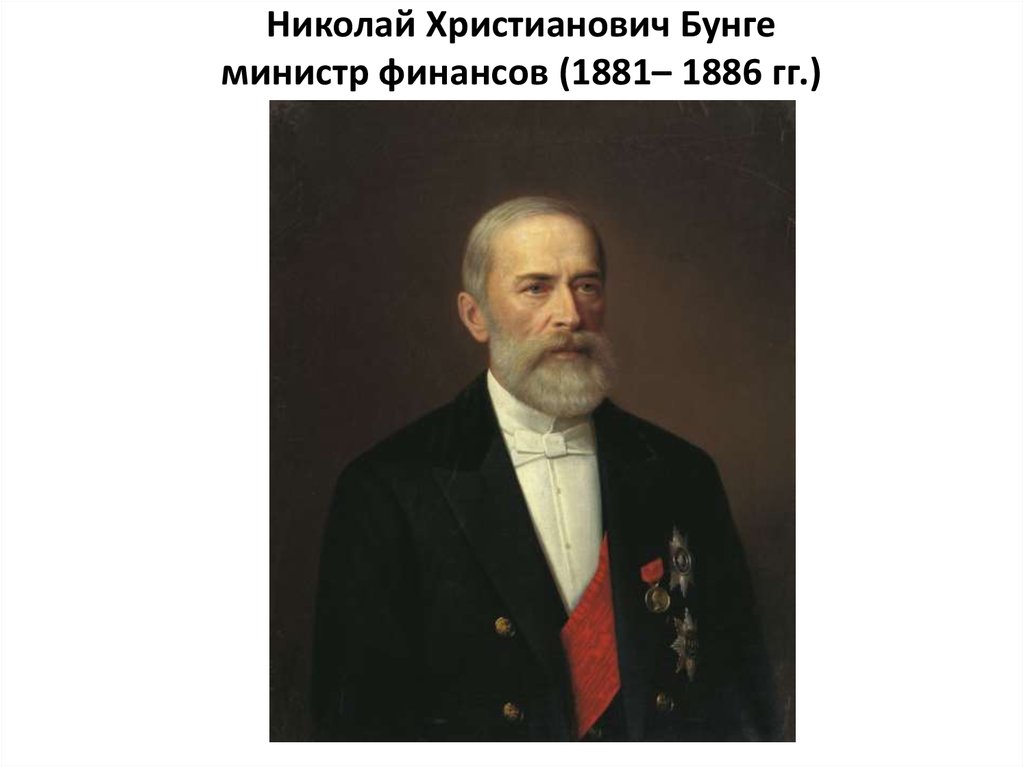 Николай Христианович Бунге министр финансов (1881– 1886 гг.)