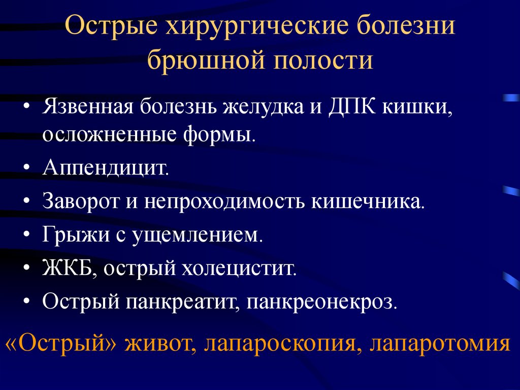 Заболевания брюшной полости