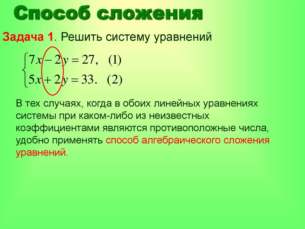 Решение систем линейных уравнений методом сложения 7 класс мерзляк презентация