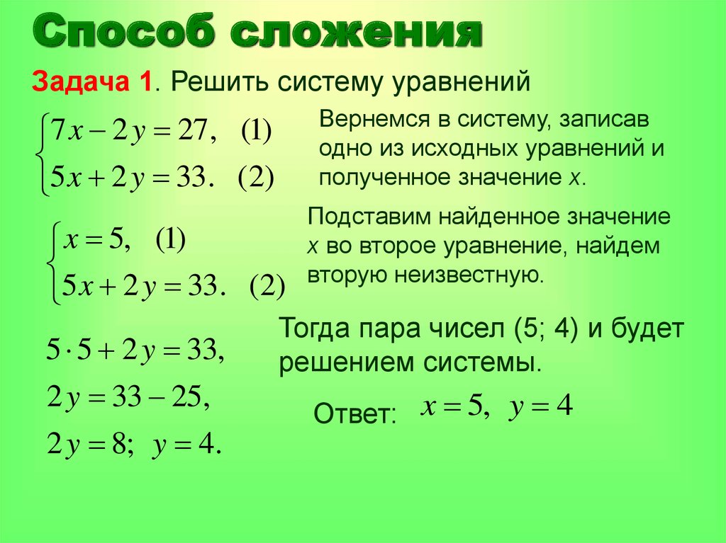 Решение линейных уравнений методом сложения 7 класс