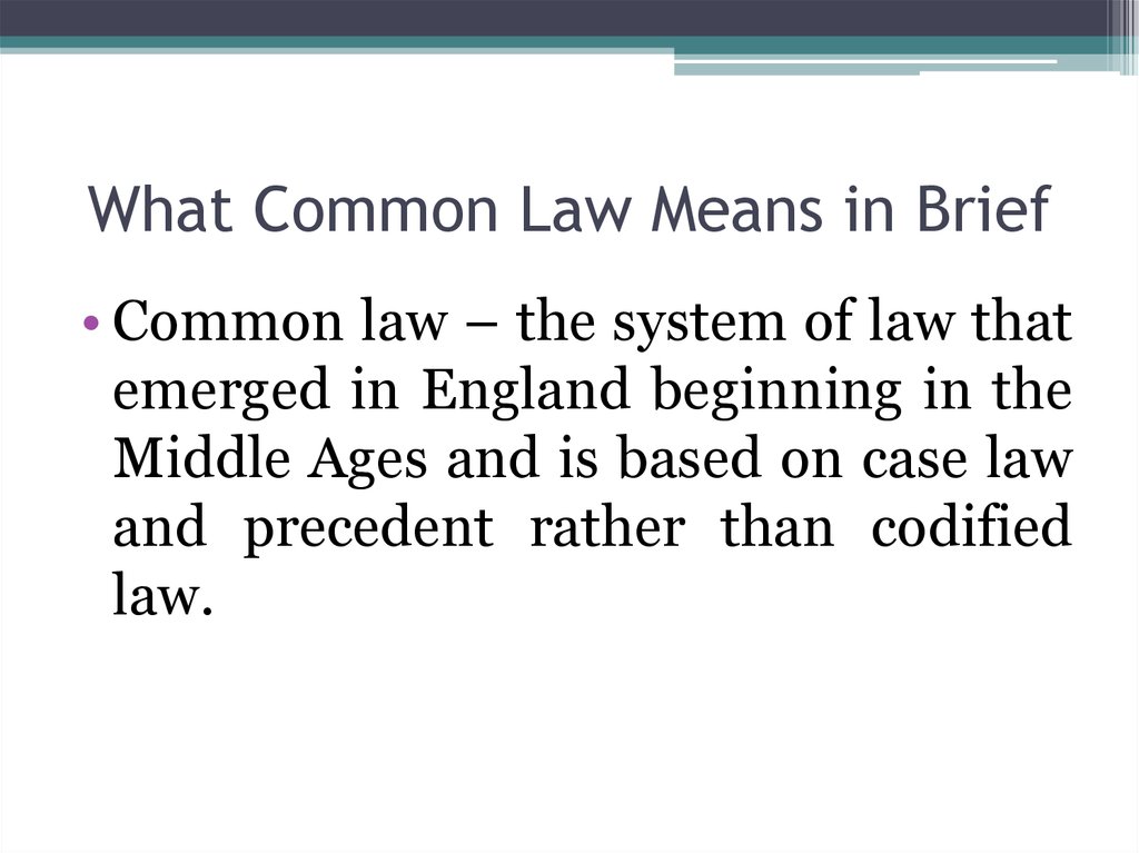 What Common Law Means in Brief