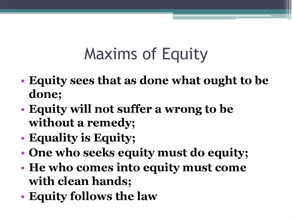 Maxims of Equity