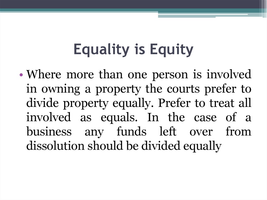 Equality is Equity
