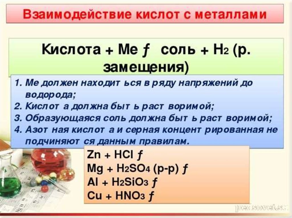 Реакции металлов с кислотами. Взаимодействие металлов с разбавленными кислотами. Взаимодействие соляной кислоты с металлами. Взаимодействие металлов с кислотами. Взаимодействие металлов с кислотами кратко.