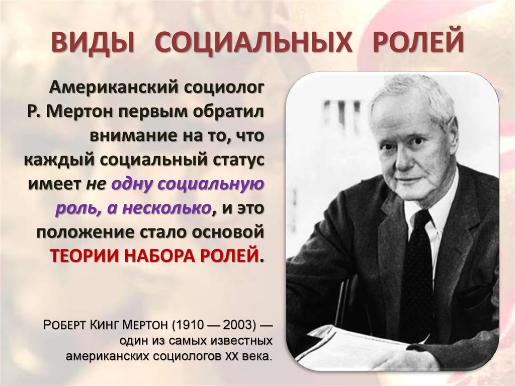 Теория наборов. Мертон теория. Р Мертон социология. Виды социальных ролей. Р. Мертон в своих трудах впервые обратил внимание на.