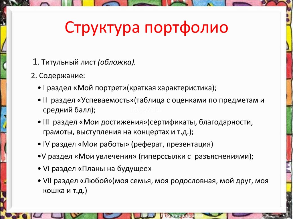 Мои образовательные планы на год портфолио