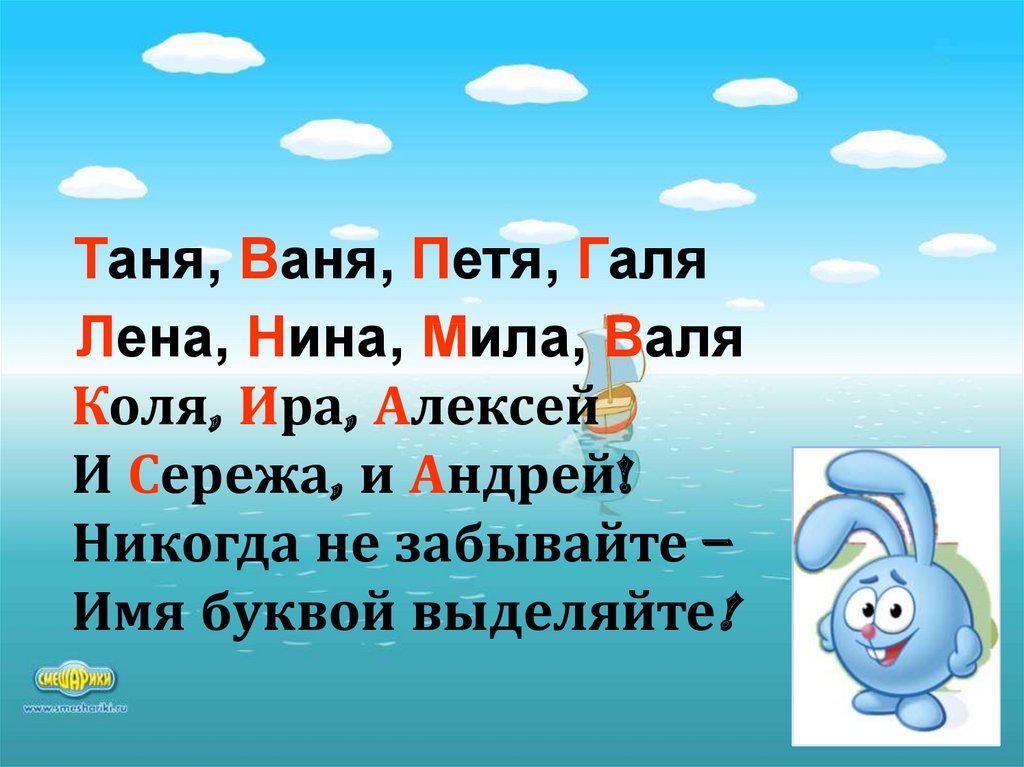 Заглавная буква в словах 1 класс школа россии презентация закрепление