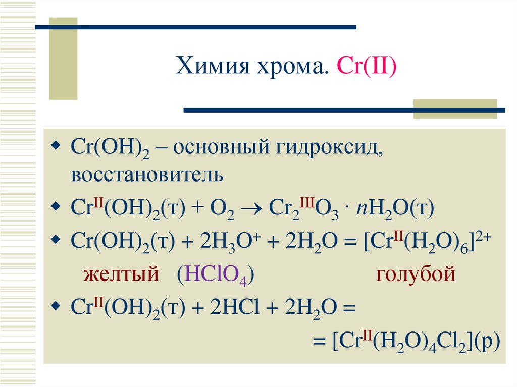 Химия хрома. Cr(II)