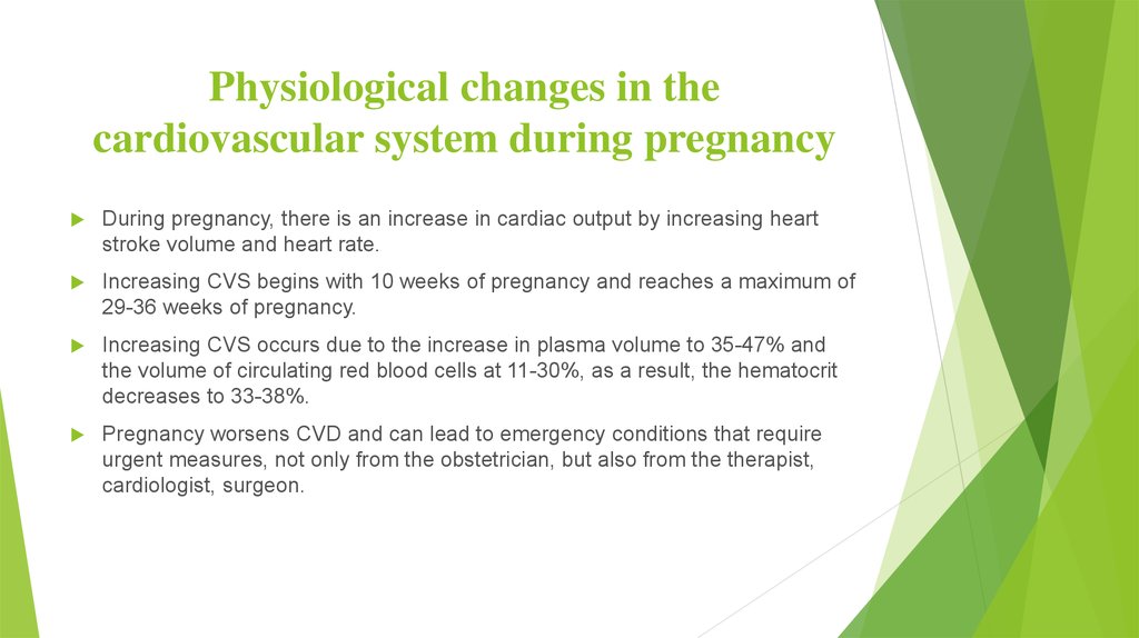 Physiological changes in the cardiovascular system during pregnancy
