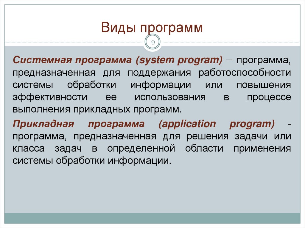 Виды программ