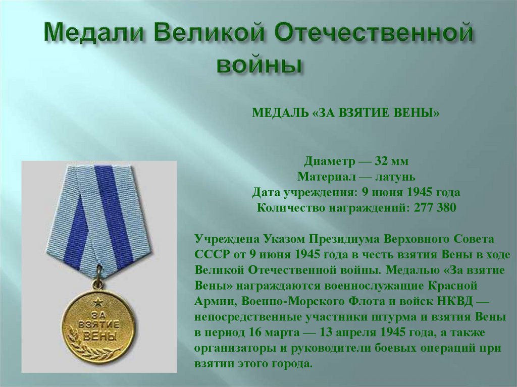 Медали Великой Отечественной войны