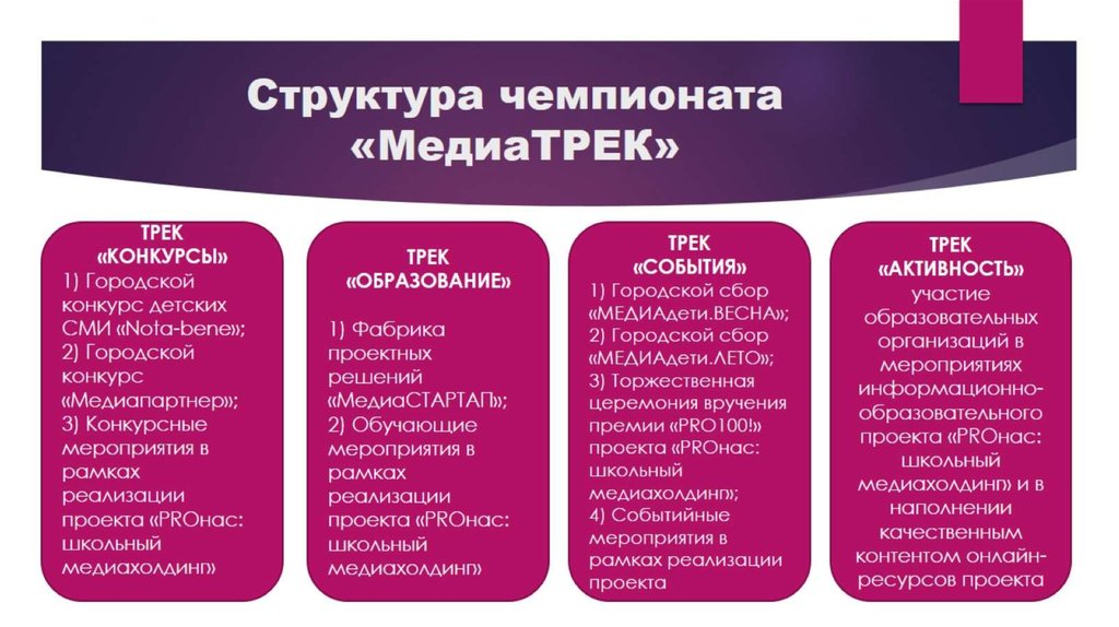 Структура чемпионата «МедиаТРЕК»