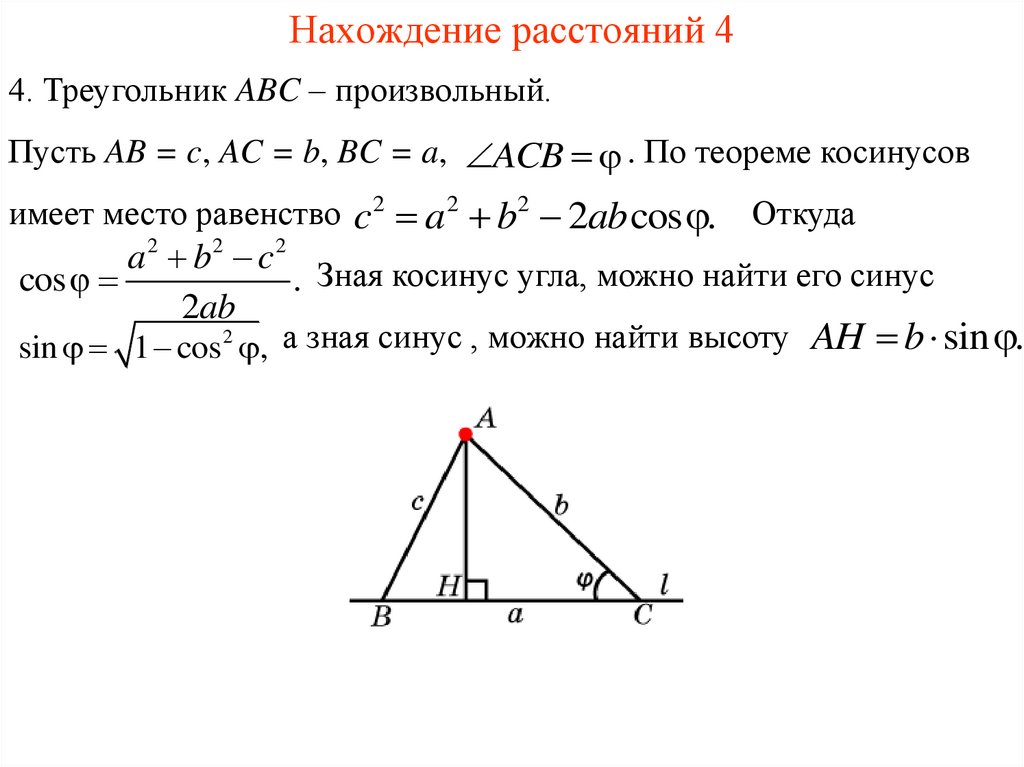 Расстояние от точки до прямой это