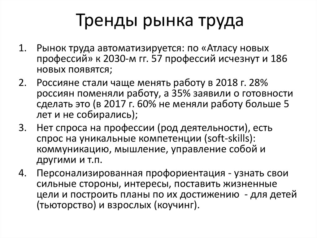 Современный рынок труда в россии презентация