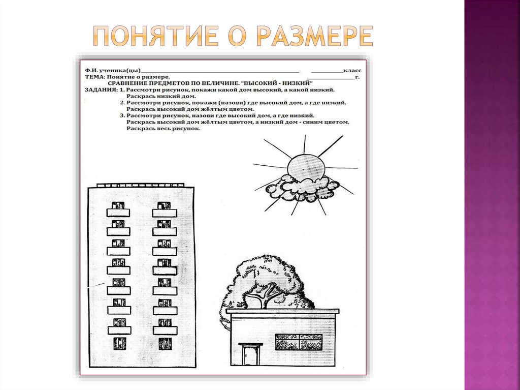 Понятия размеров. Понятие размер.