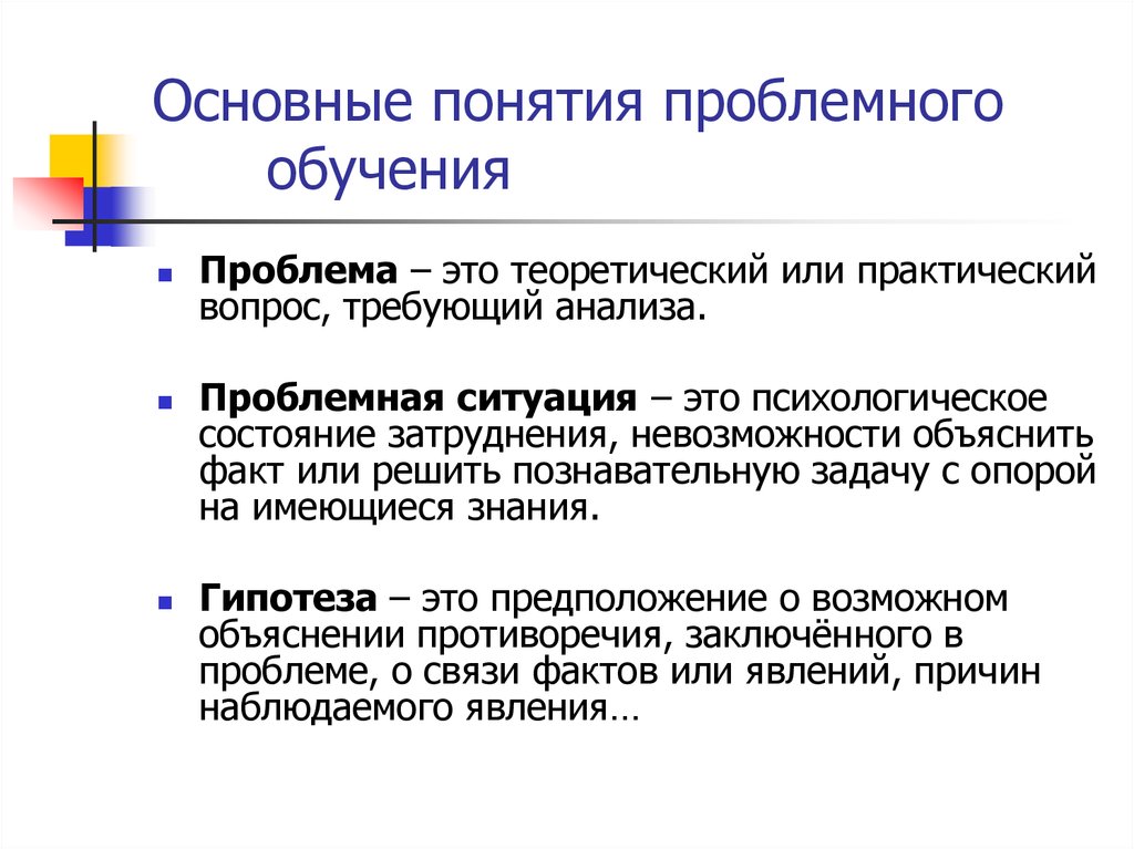 Основное обучение. Понятие проблемного обучения. Основные понятия проблемного обучения. Главные понятия проблемного обучения. Понятие проблемная ситуация.