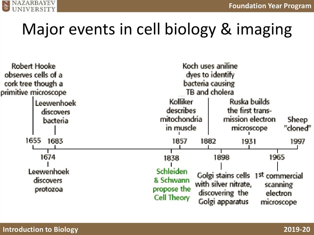 Major events in cell biology & imaging