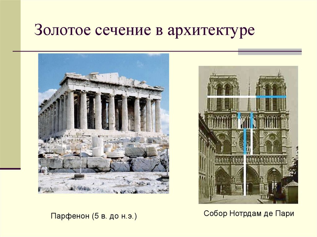 Золотое сечение в искусстве и архитектуре проект