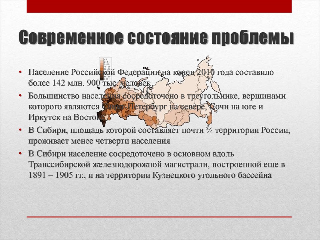 Современное состояние проблемы. Современное состояние проблемы истории. Проблемы населения Сибири.