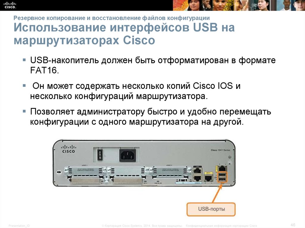 Резервное копирование и восстановление файлов конфигурации Использование интерфейсов USB на маршрутизаторах Cisco