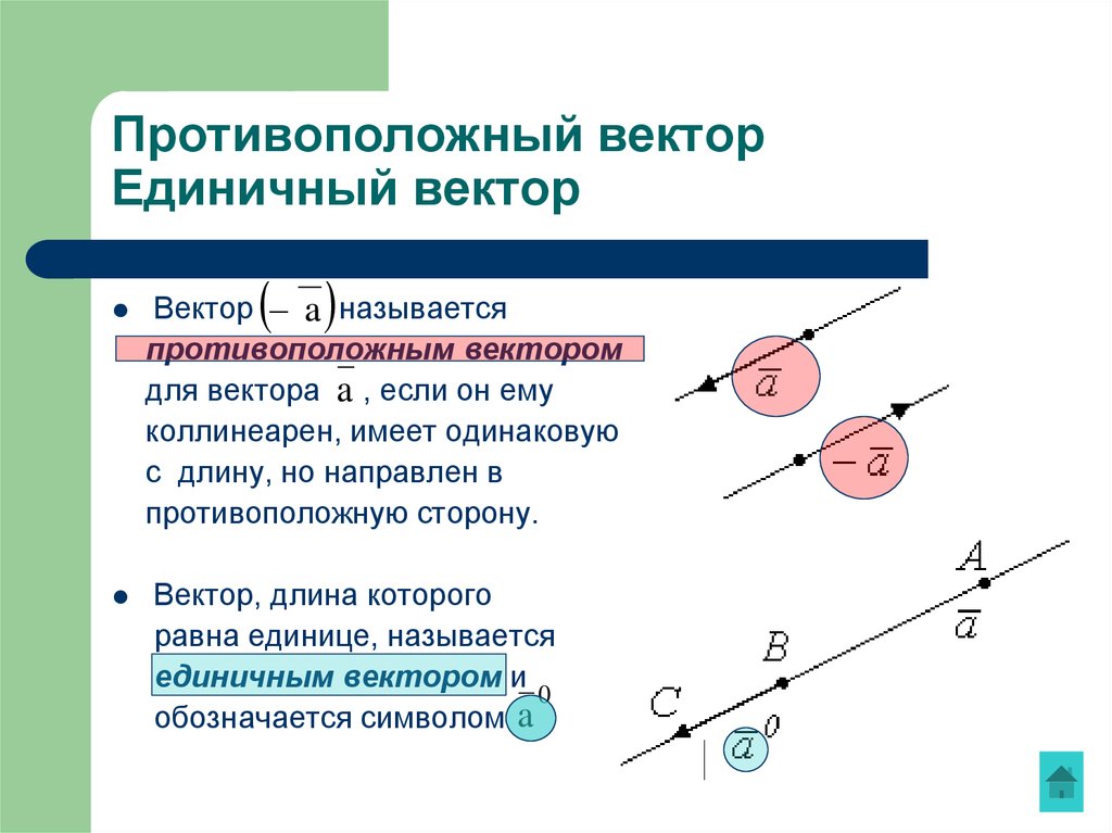 Вектор с и b противоположно направлены. Единичный вектор. Противоположные векторы. Противолежащие векторы. Модуль единичного вектора.