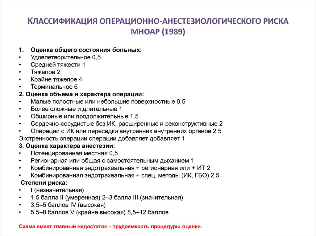 Классификация оценок. Оценка анестезиологического риска по классификации МНОАР. Степень операционного и анестезиологического риска. Оценка риска анестезии и операции. Оценка риска операции и анестезиологического пособия.