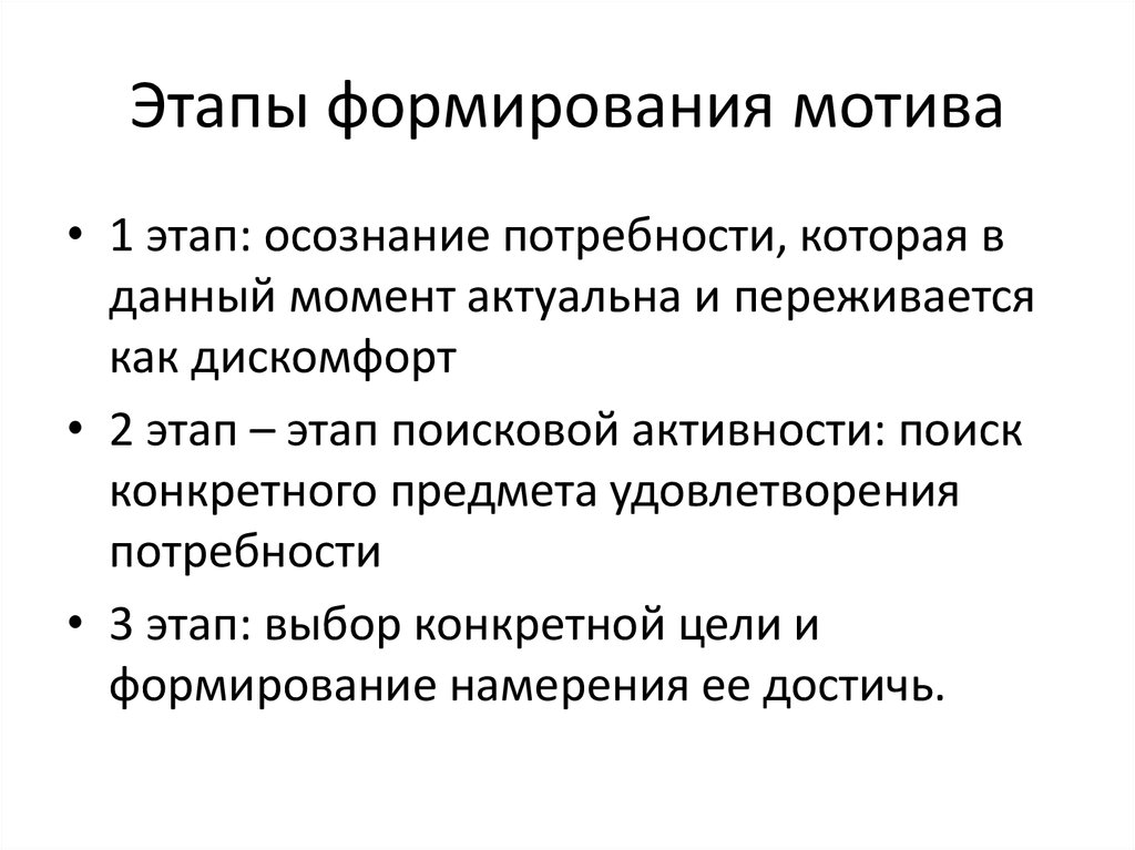 Процесс становления начался. Этапы формирования мотива. Этапы формирования мотива по е п Ильину. Последовательность этапов возникновения мотива. Последовательность стадий формирования мотива.