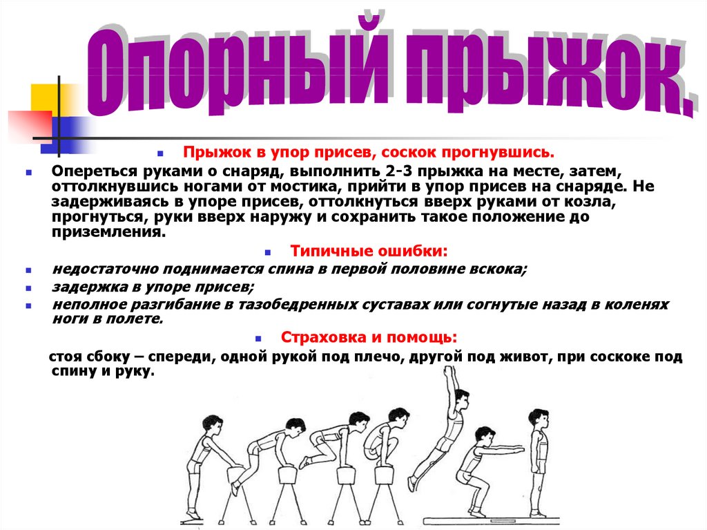 Прыжки с опорой. Техника опорного прыжка вскок упор присев. Опорный прыжок вскок в упор присев соскок прогнувшись. Упор присев сзади. Упор стоя прогнувшись.