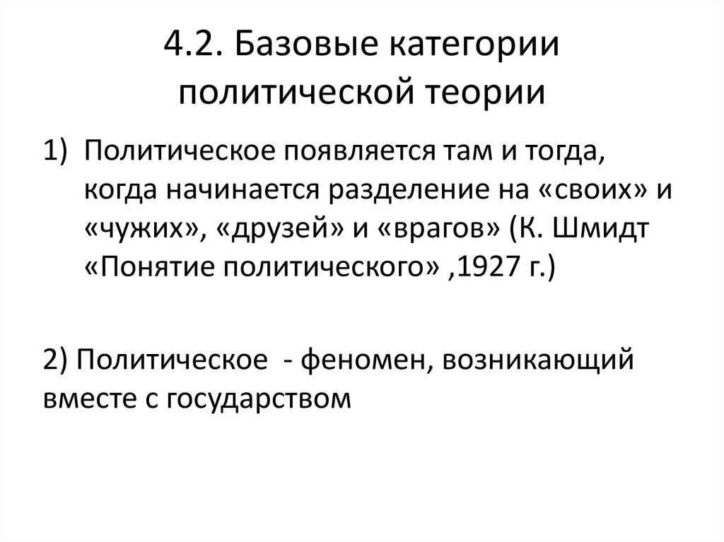 Базовые категории политологии. 4 Политическая теория. 4. Категория «политическое» выражает .... Четвертая политическая теория издания.