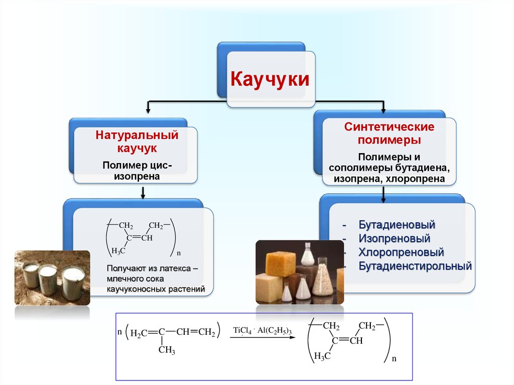 Каучуки натуральные и синтетические схема