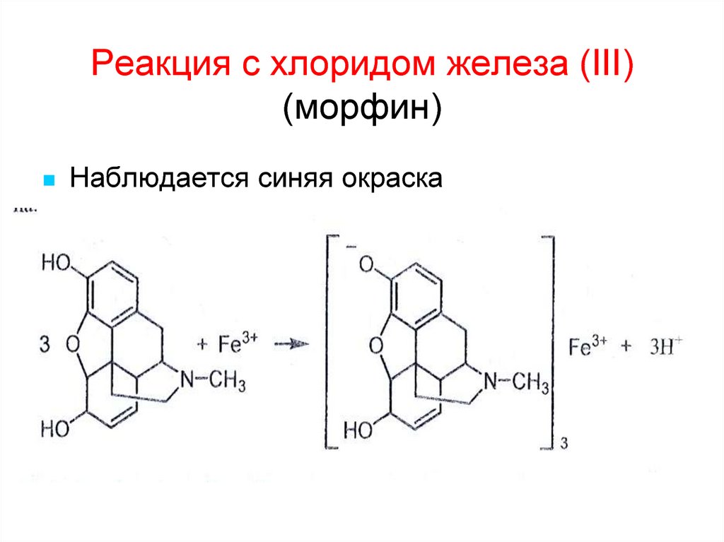 Хлорид железа и железо реакция. Морфин и хлорид железа 3. Морфина гидрохлорид с хлоридом железа 3. Реакция морфина с хлоридом железа. Этилморфина гидрохлорид с хлоридом железа.