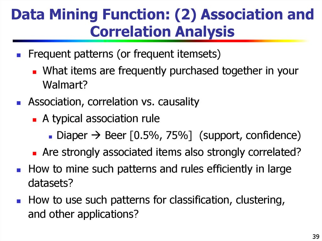 Data Mining Function: (2) Association and Correlation Analysis