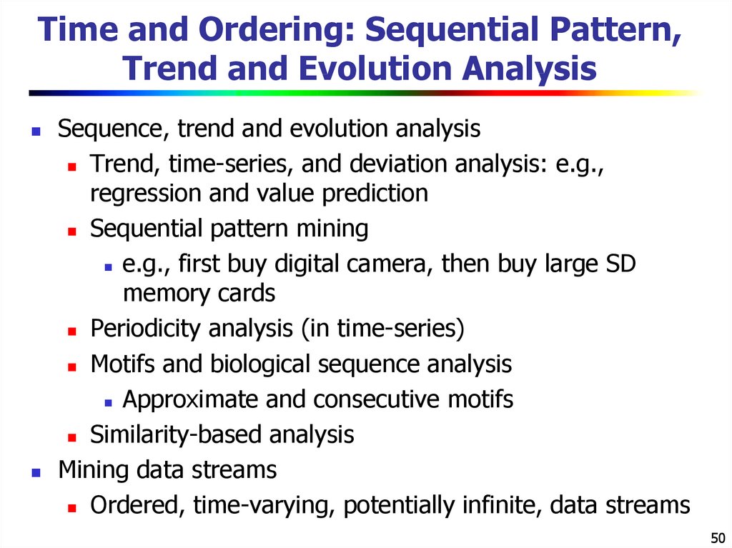 Time and Ordering: Sequential Pattern, Trend and Evolution Analysis