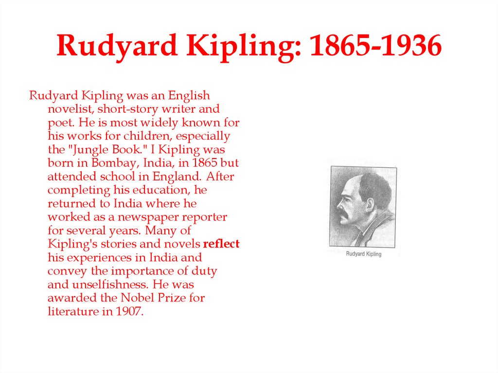 Rudyard Kipling: 1865-1936