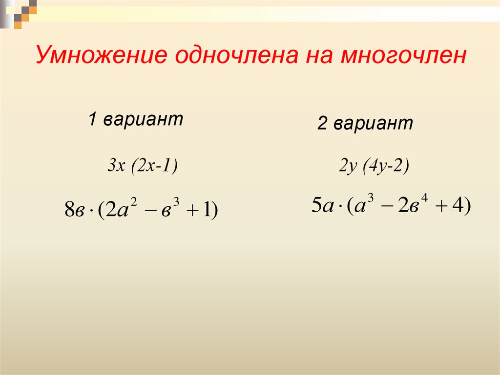 Презентация на тему одночлены и многочлены 7 класс