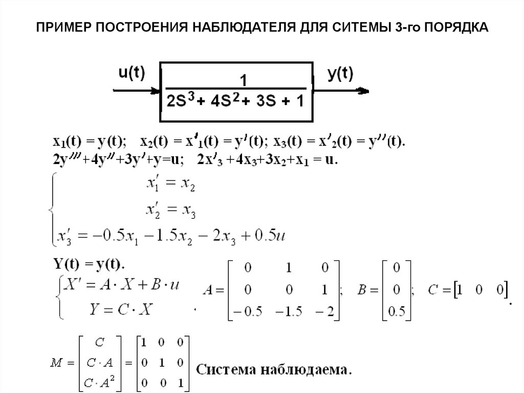 Система 3 порядка. Система третьего порядка. Построение наблюдателя системы. SISO система 3го порядка пример. Система 4-го порядка.