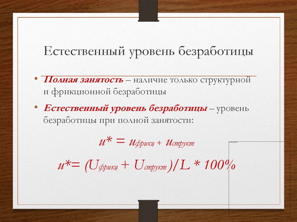 Естественный уровень безработицы составляет