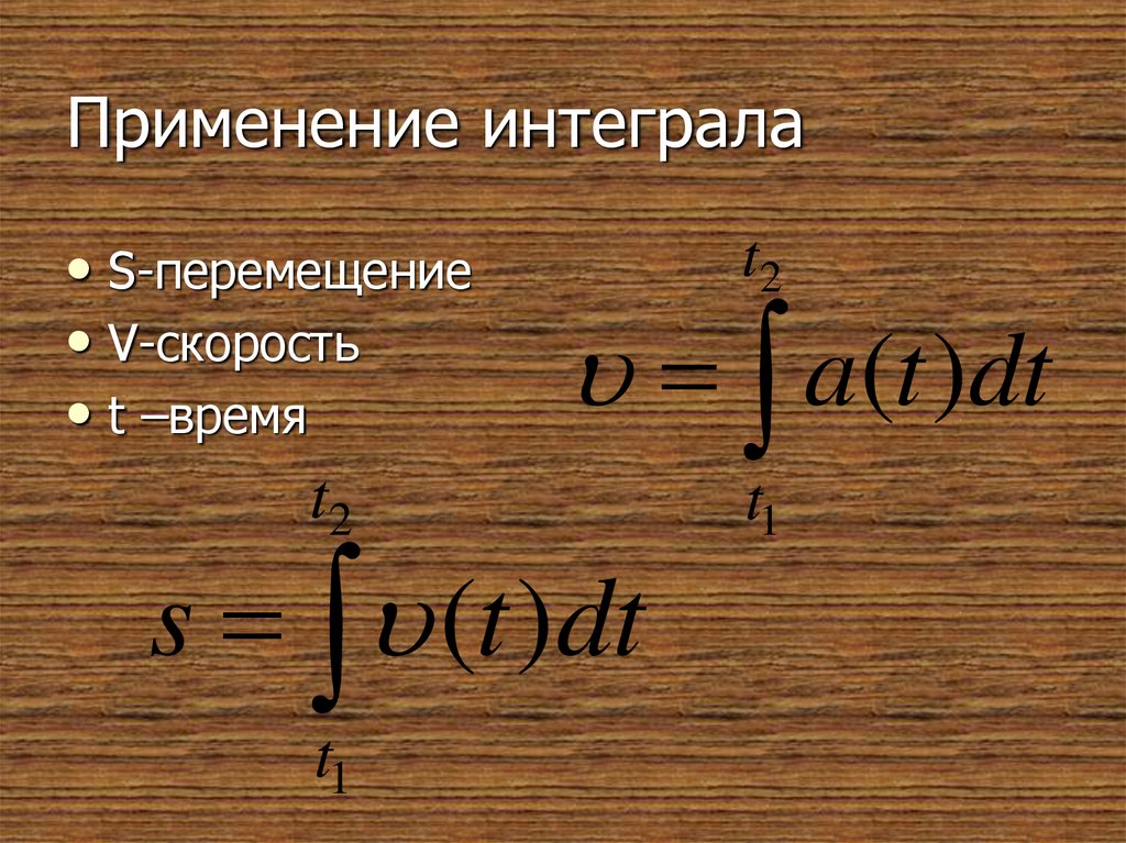 Применение интеграла к вычислению физических величин и площадей презентация