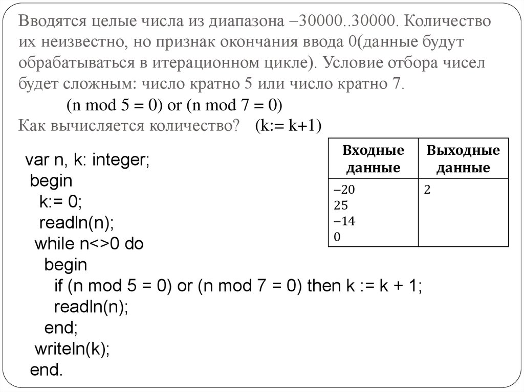 Вводить окончание. Признак окончания ввода 0. Признаком окончания в информатике.