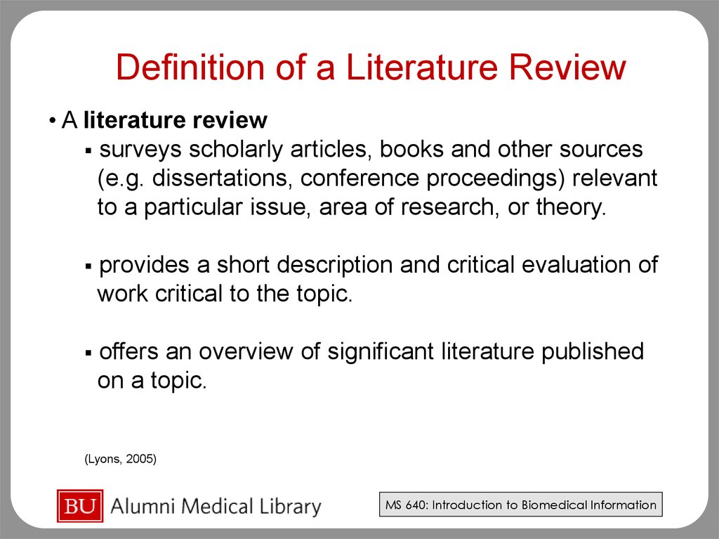 what is review of literature meaning and definition