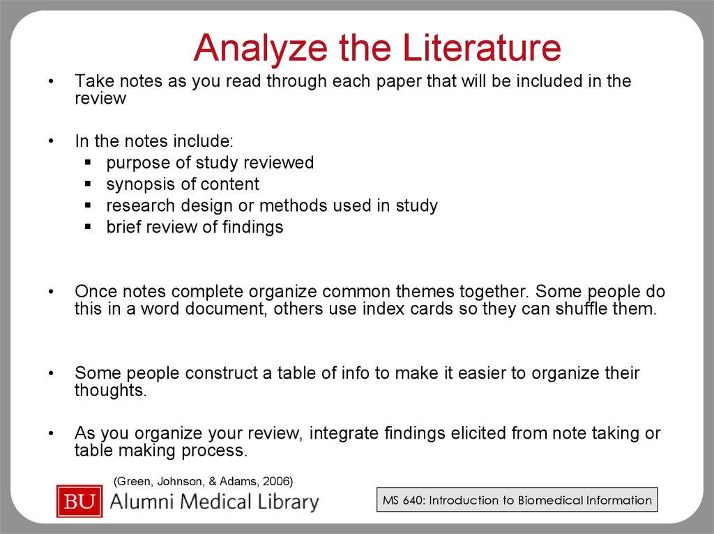 analyze literature reviews