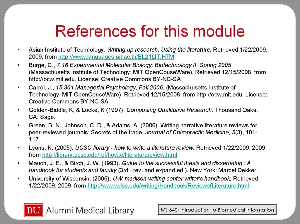 literature review and references